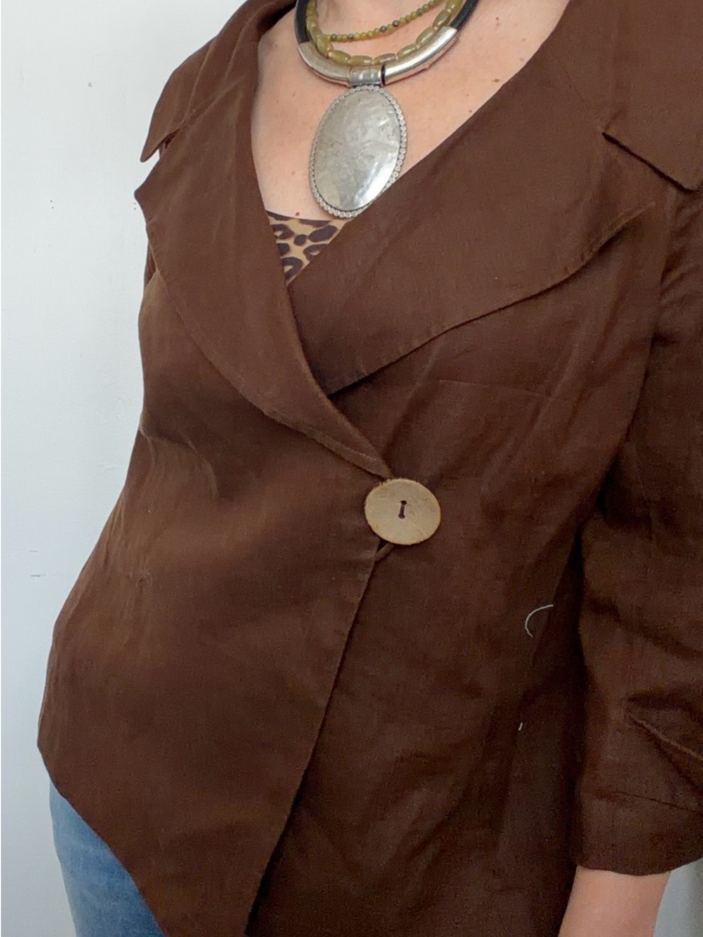 Anne Klein Brown Lightweight 100% Linen Jacket - Picture 8 of 9